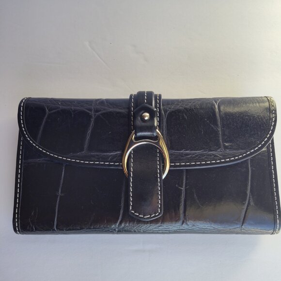 Ladies Dooney & Bourke Black Leather Trifold Wallet - Picture 1 of 6